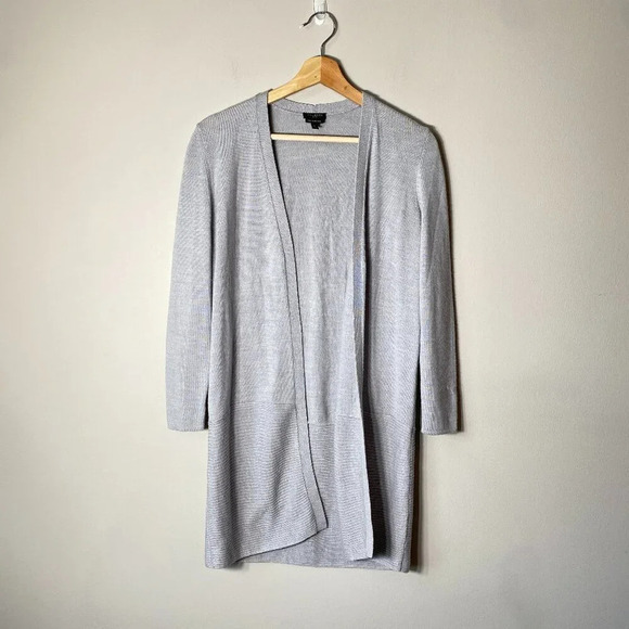 Talbots Women's Size P Petite Long Sleeve Merino Wool Knit Open Cardigan Sweater - Picture 2 of 15